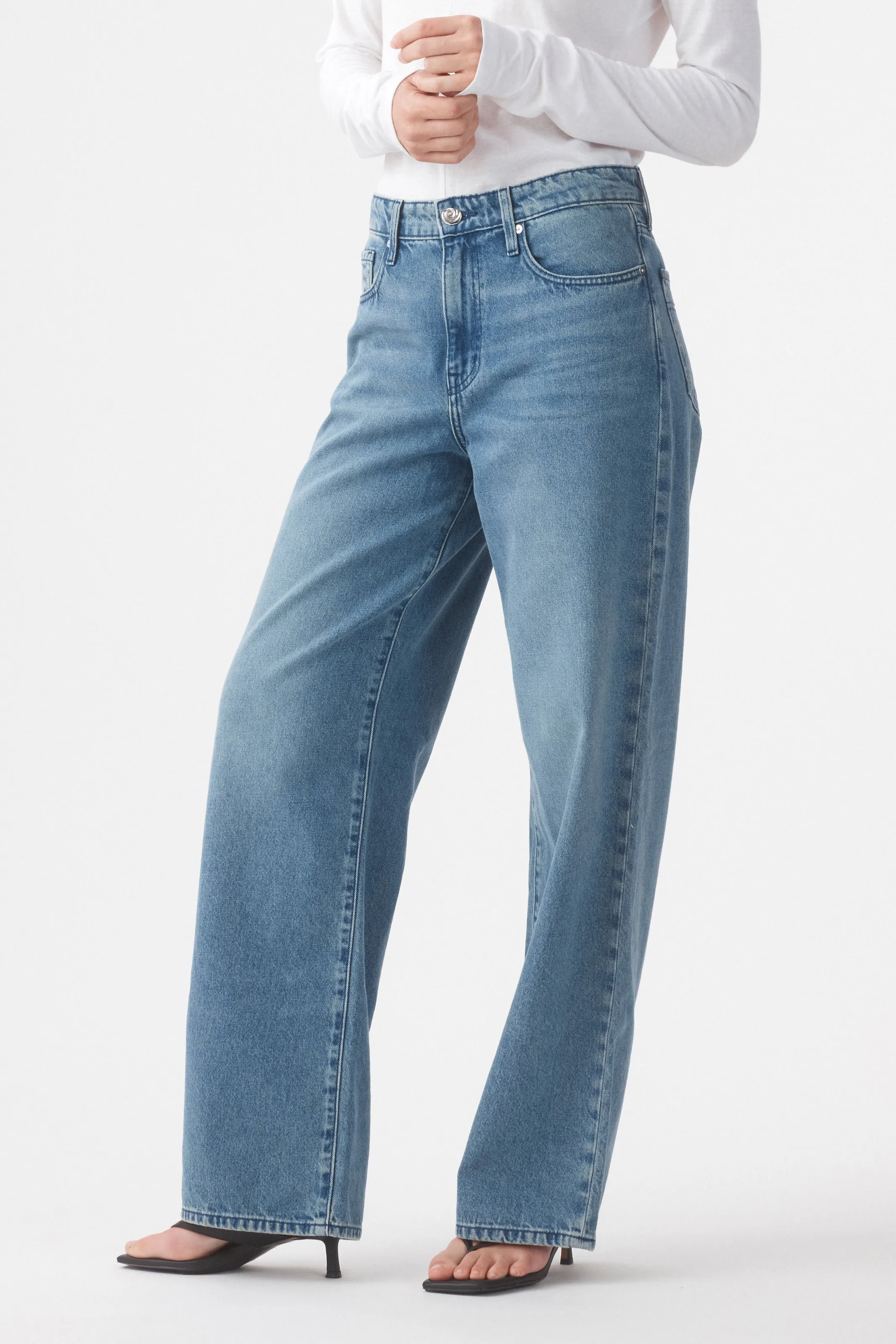 Outland Denim | Olive Mid Slouchy Wide Jean - Marina Mid Blue sold by Sisters & Co product image thumbnail 3