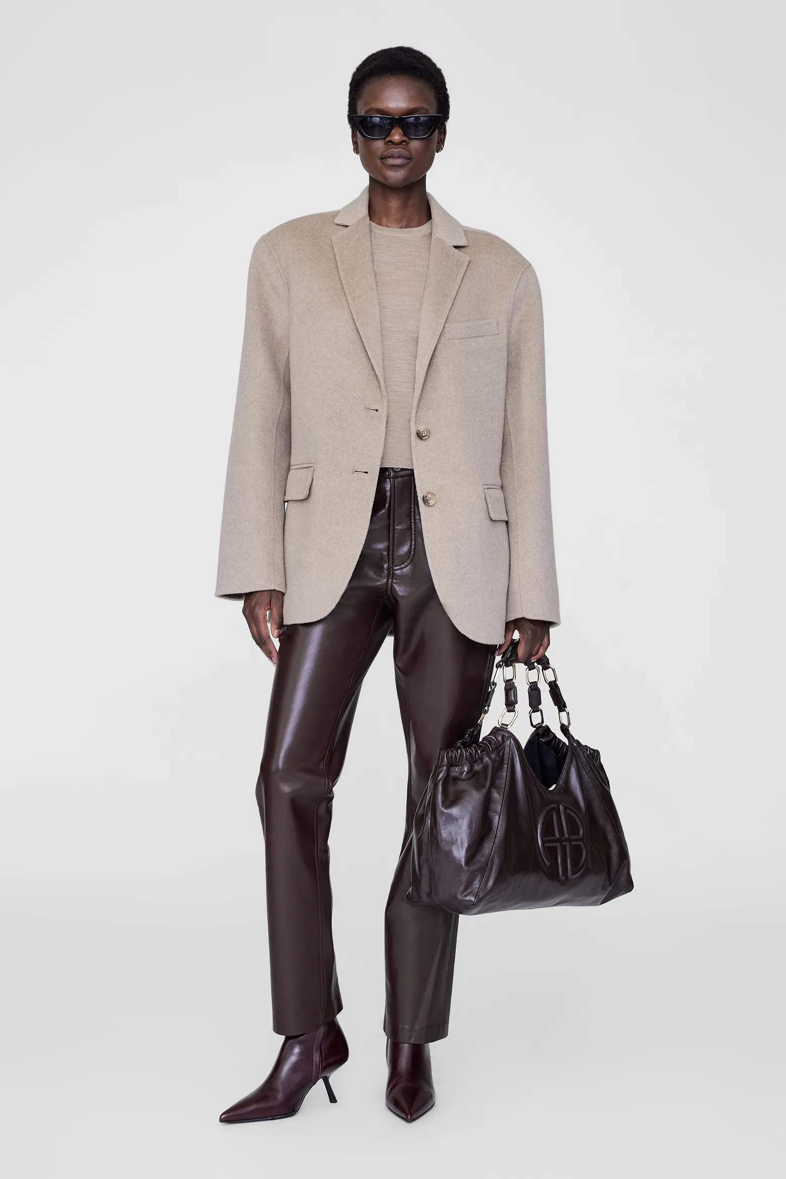 Anine Bing | Moni Crop Tank - Stone Melange sold by Sisters & Co product image thumbnail 2