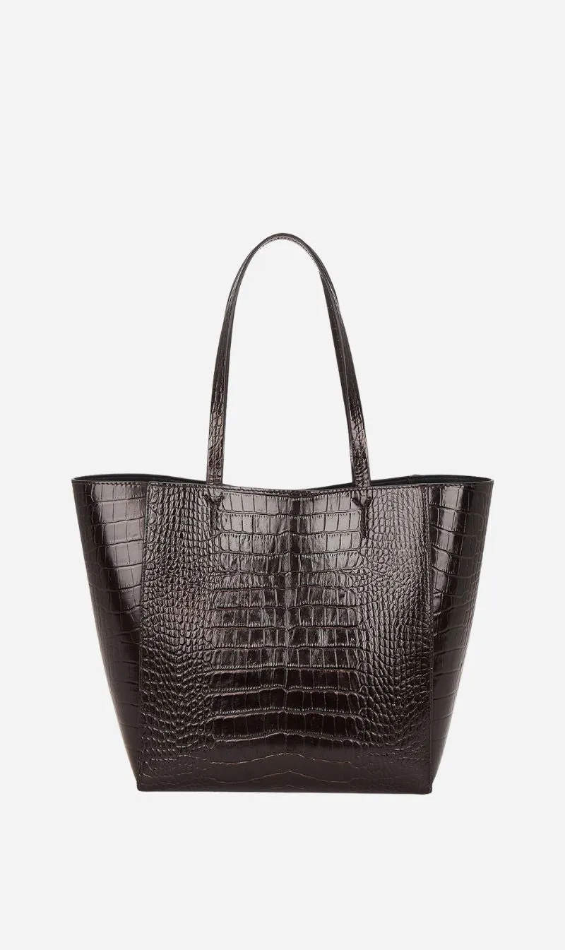 Anine Bing | Small Elly Tote - Dark Brown Embossed sold by Sisters & Co product image thumbnail 2