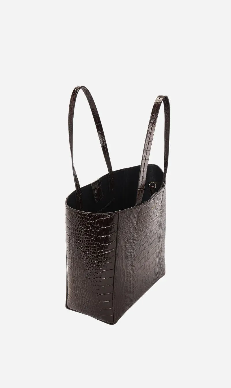 Anine Bing | Small Elly Tote - Dark Brown Embossed sold by Sisters & Co product image thumbnail 3