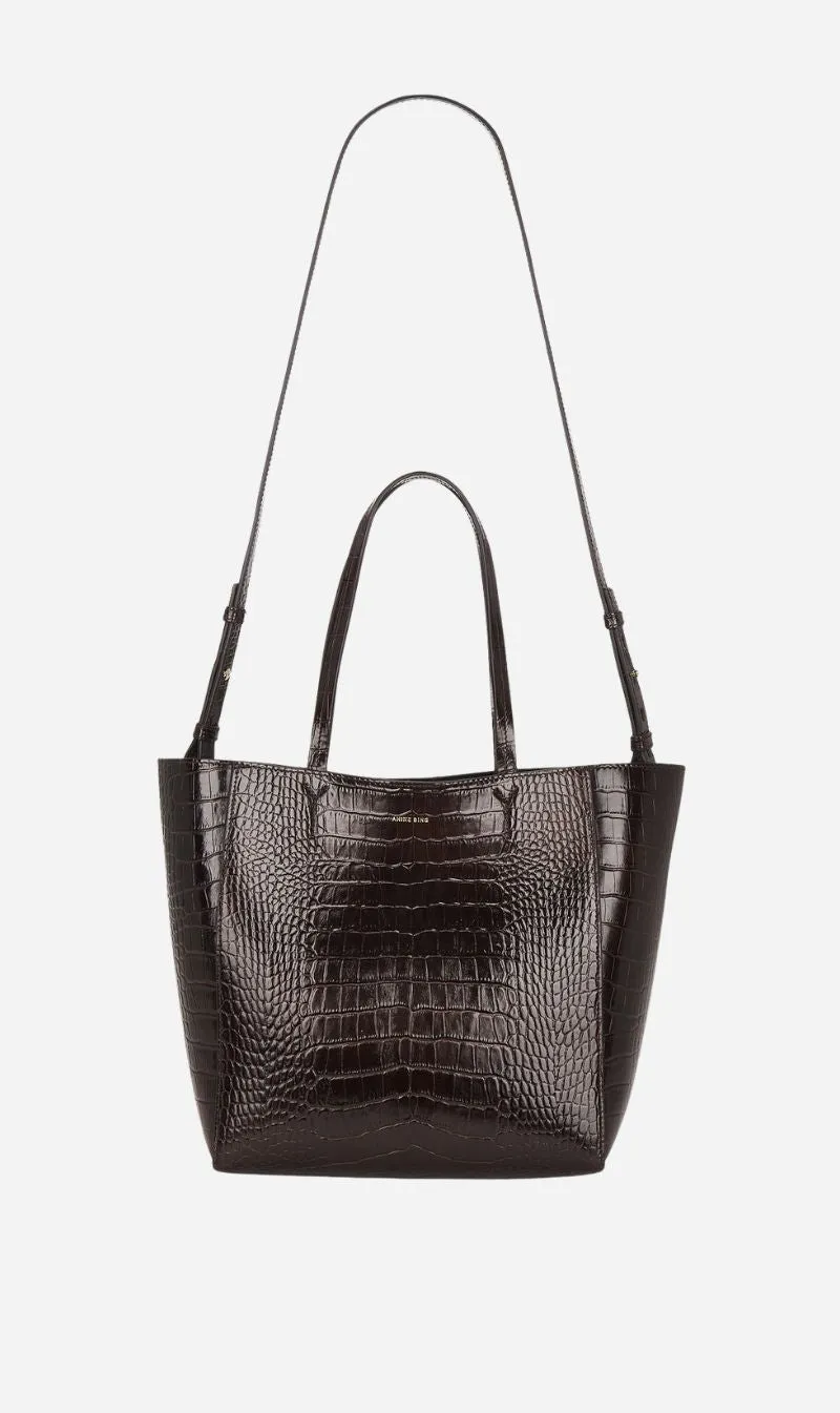 Anine Bing | Small Elly Tote - Dark Brown Embossed sold by Sisters & Co