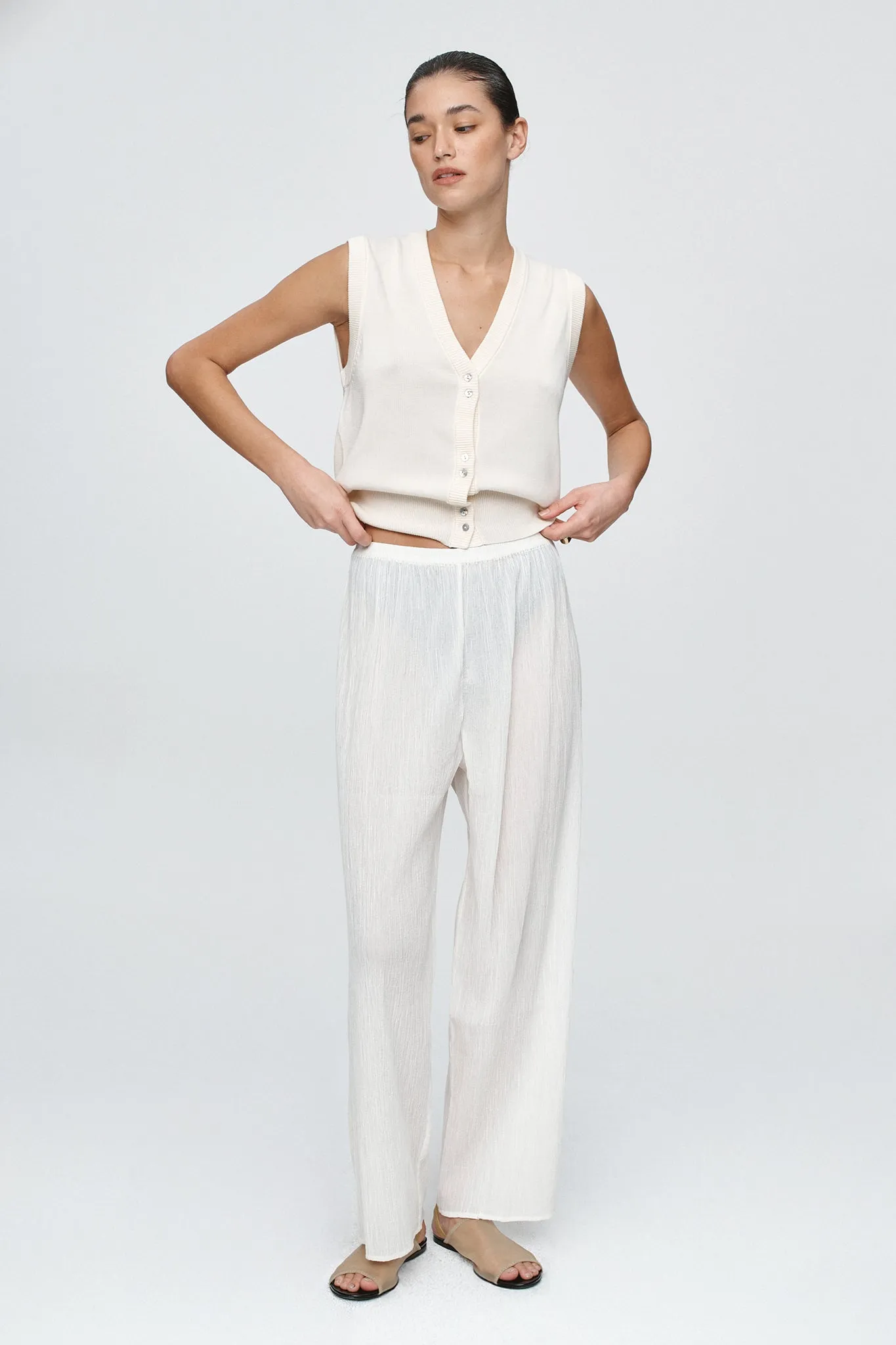 Marle | Renee Pant - Ivory Crinkle sold by Sisters & Co product image thumbnail 3