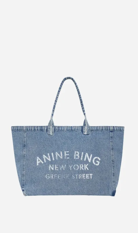 Anine Bing | Leo Denim Tote - Shadow Blue sold by Sister & Co