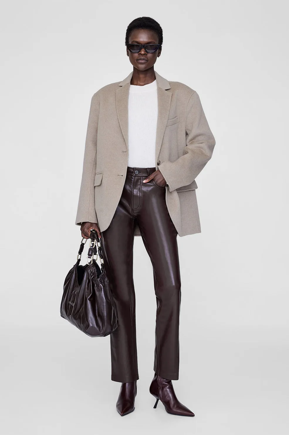 Anine Bing | Quinn Blazer - Oat Melange Cashmere sold by Sisters & Co product image thumbnail 2