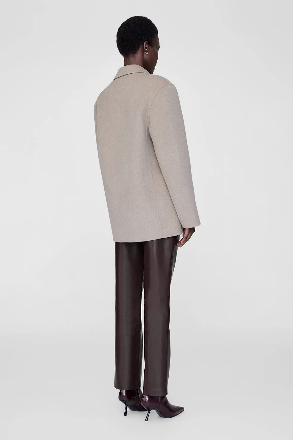 Anine Bing | Quinn Blazer - Oat Melange Cashmere sold by Sisters & Co product image thumbnail 3