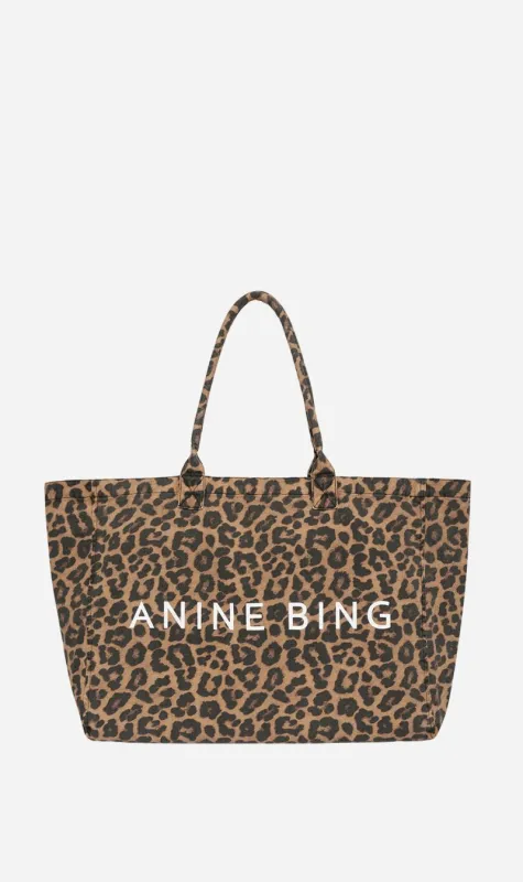 Anine Bing | Leo Canvas Tote - Black & Brown Leopard sold by Sister & Co