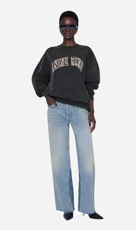 Anine Bing | Miles Sweatshirt AB Leopard - Washed Black sold by Sisters & Co