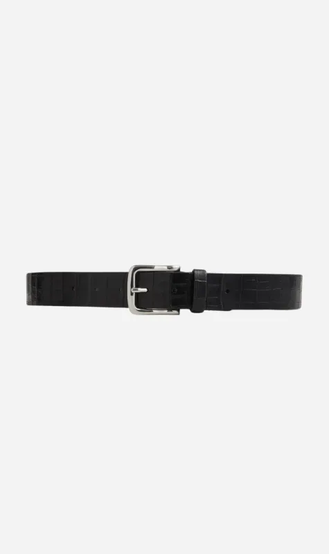 A.Emery | Leroy Belt - Black Embossed Croc sold by Sisters & Co