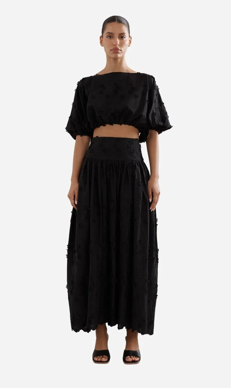 Caitlin Crisp | Capri Skirt - Black Broderie sold by Sisters & Co