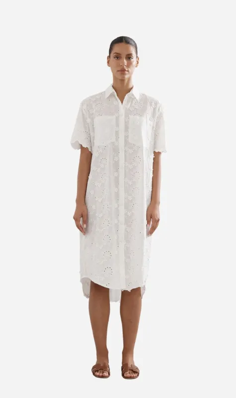 Caitlin Crisp | Mackenzie Shirt Dress - White Broderie sold by Sisters & Co
