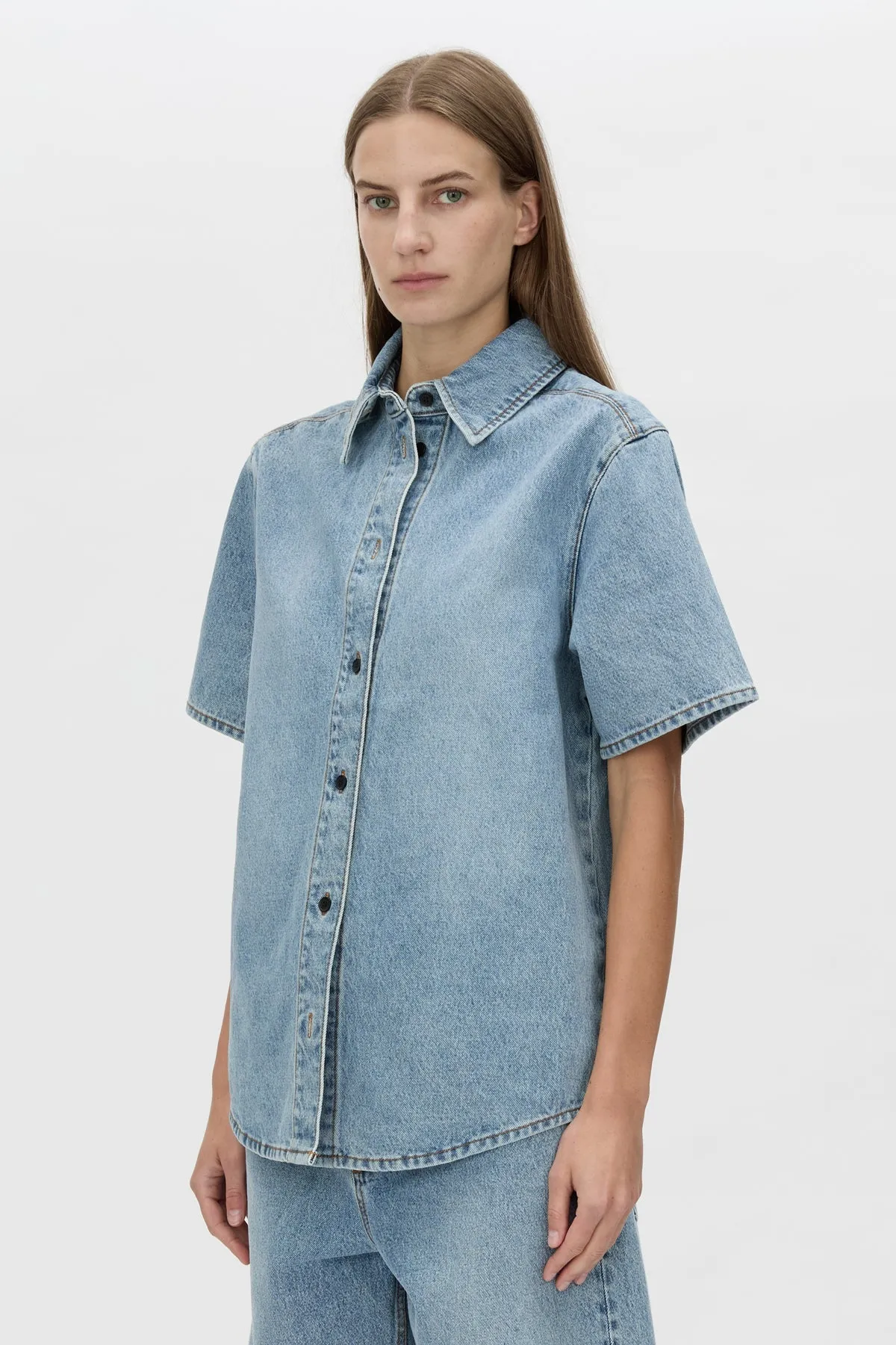 Camilla and Marc | Diego Denim Shirt - Light Vintage Blue sold by Sisters & Co product image thumbnail 2