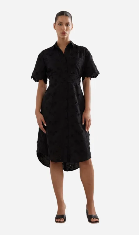 Caitlin Crisp | Mackenzie Shirt Dress - Black Broderie sold by Sister & Co