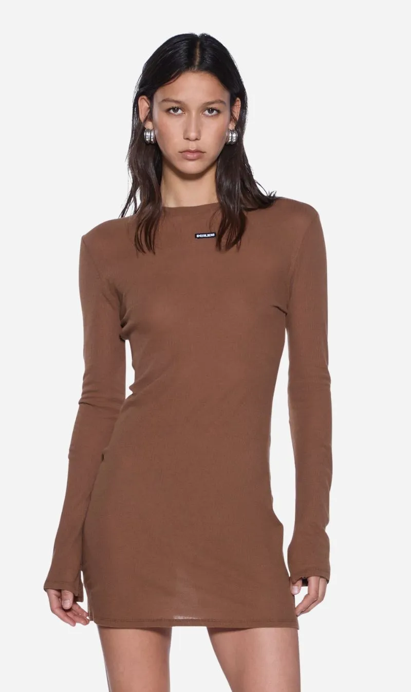 Ksubi | Crawford Long Sleeve Mini Dress - Chocolate sold by Sisters & Co