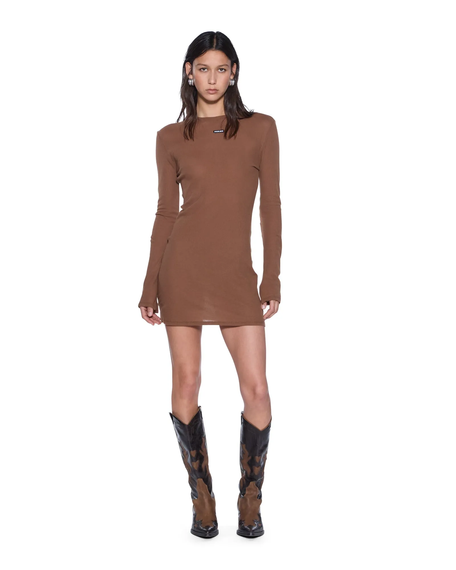 Ksubi | Crawford Long Sleeve Mini Dress - Chocolate sold by Sisters & Co product image thumbnail 2