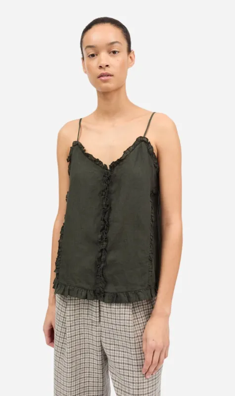 Skall Studio | Madeleine Cami Top - Dark Pine sold by Sisters & Co