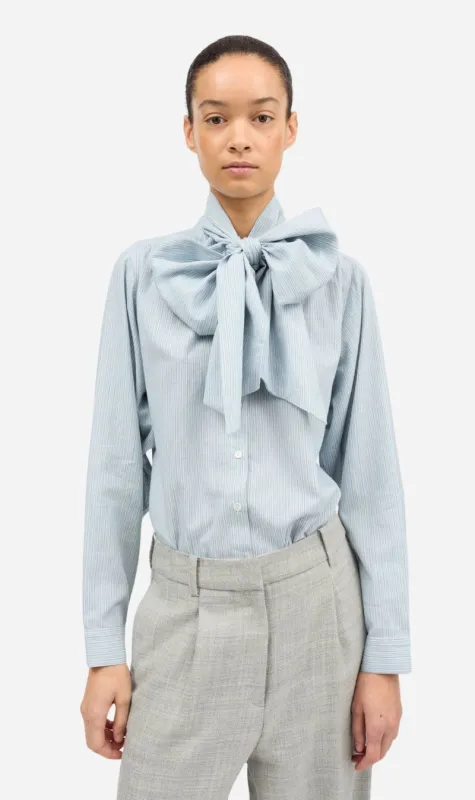 Skall Studio | Dalia Bow Shirt - Tiny Blue sold by Sister & Co