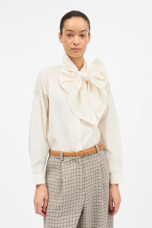 Skall Studio | Lady Bow Shirt - Ivory sold by Sisters & Co