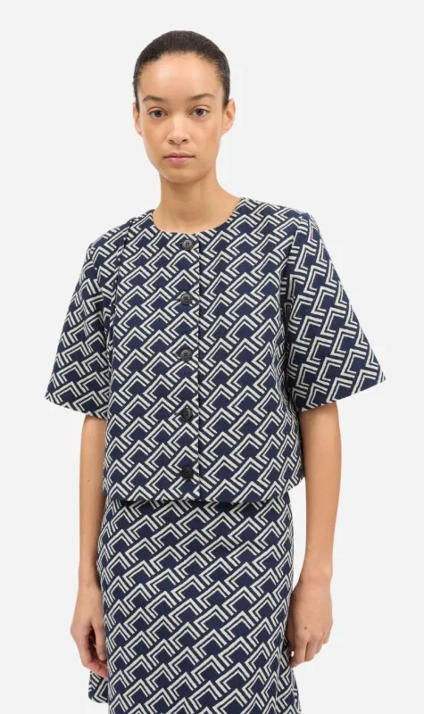 Skall Studio | Hill Blouse - Navy/Beige sold by Sisters & Co
