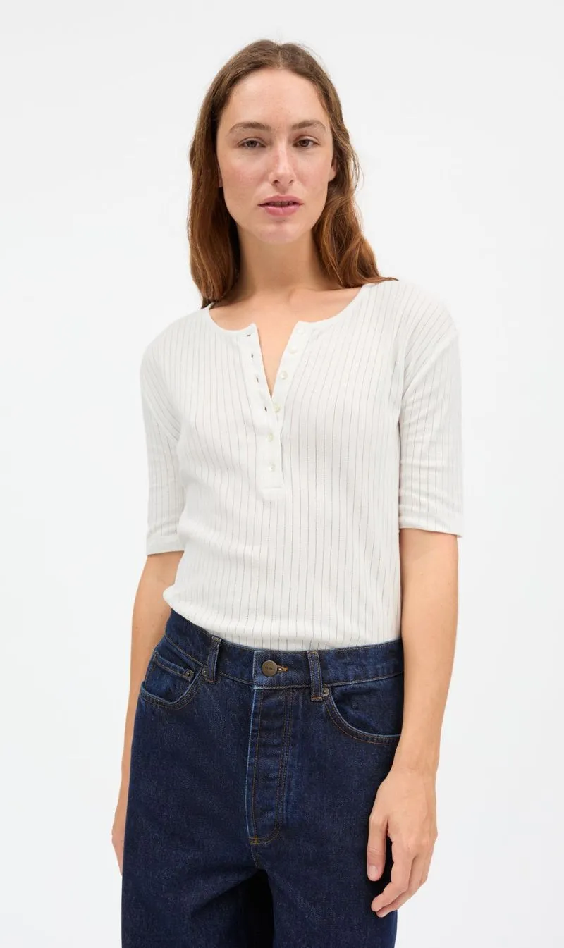 Skall Studio | Liv Henley Tee - Optic White sold by Sisters & Co