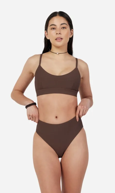 Dear Dylan | High Rise Swim Brief - Umber Rib sold by Sisters & Co
