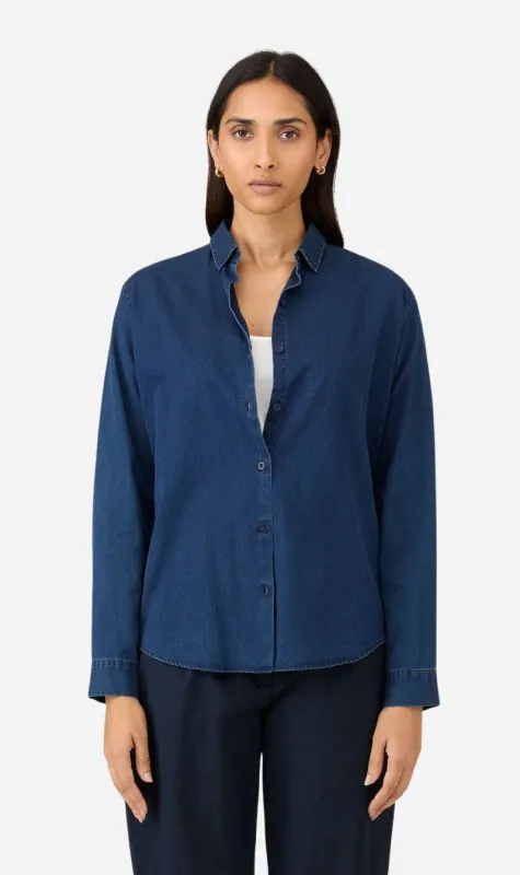 Sunspel | Denim Long Sleeve Shirt - Indigo sold by Sisters & Co