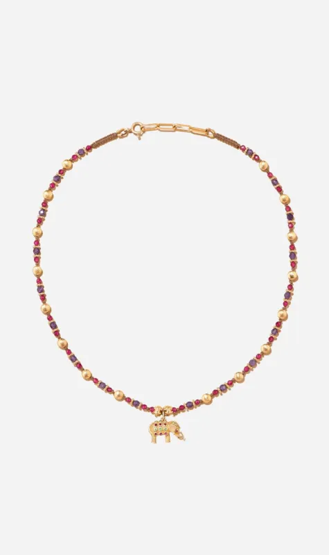 Tityaravy | Gaja Necklace - Amethyst Ruby Beige sold by Sisters & Co