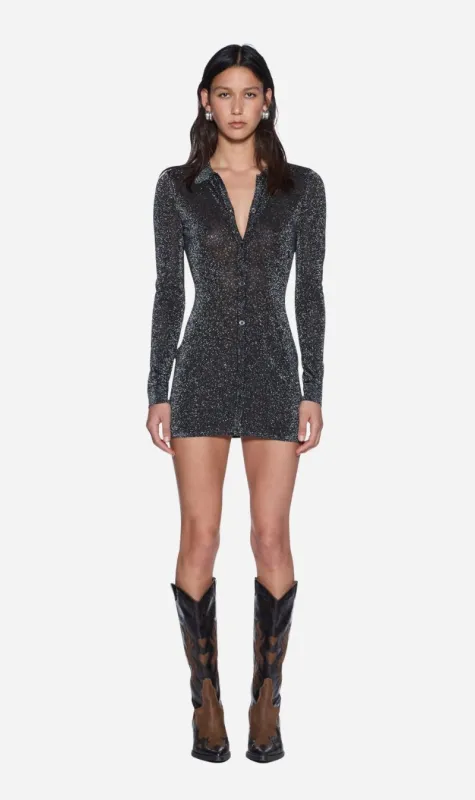 Ksubi | Devin Long Sleeve Shirtdress - Silver sold by Sisters & Co