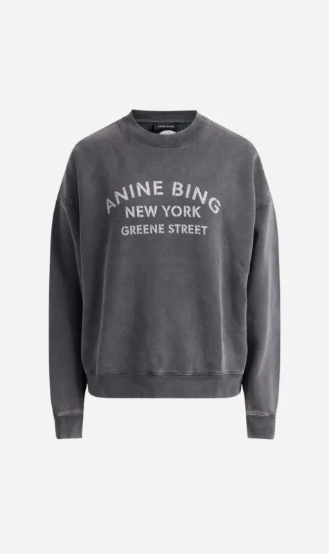 Anine Bing | Miles Sweatshirt NY - Washed Black sold by Sisters & Co