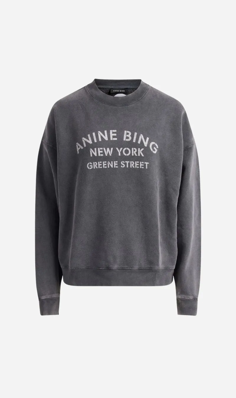 Anine Bing | Miles Sweatshirt NY - Washed Black sold by Sisters & Co