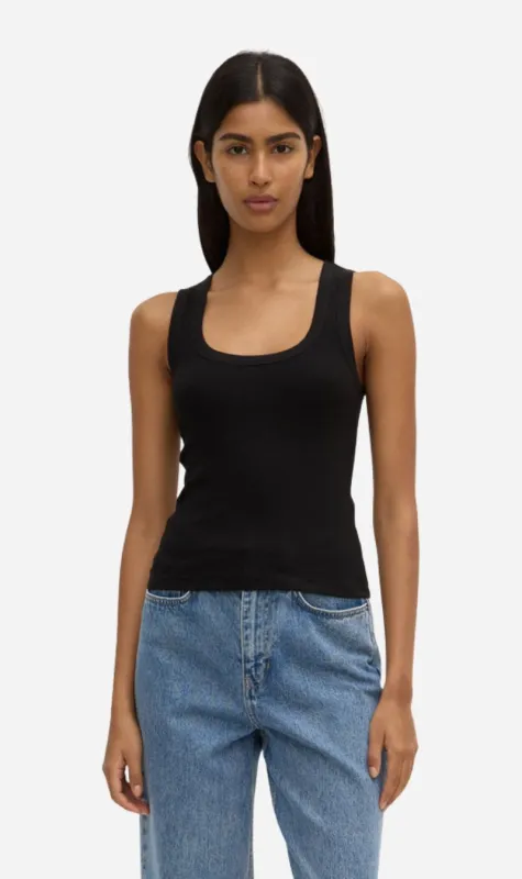 Assembly Label | Robyn Scoop Neck Rib Tank - Black sold by Sisters & Co