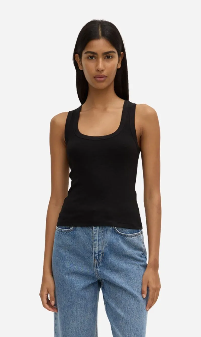 Assembly Label | Robyn Scoop Neck Rib Tank - Black sold by Sisters & Co