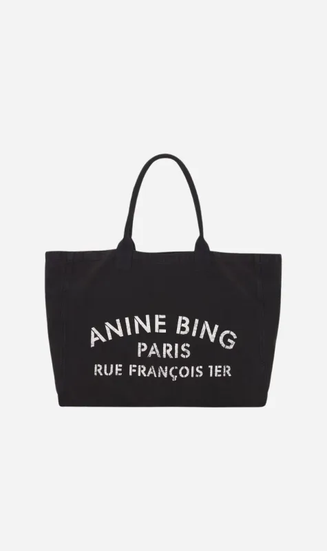 Anine Bing | Leo Canvas Tote - Black sold by Sisters & Co