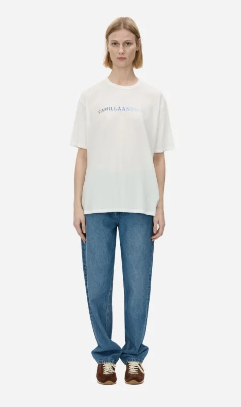 Camilla and Marc | Navarro Logo Tee - Soft White/Slate sold by Sisters & Co