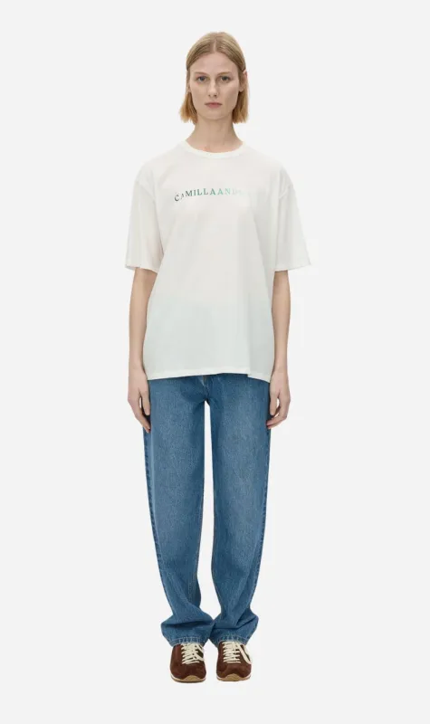 Camilla and Marc | Navarro Logo Tee - Soft White/Forest sold by Sisters & Co