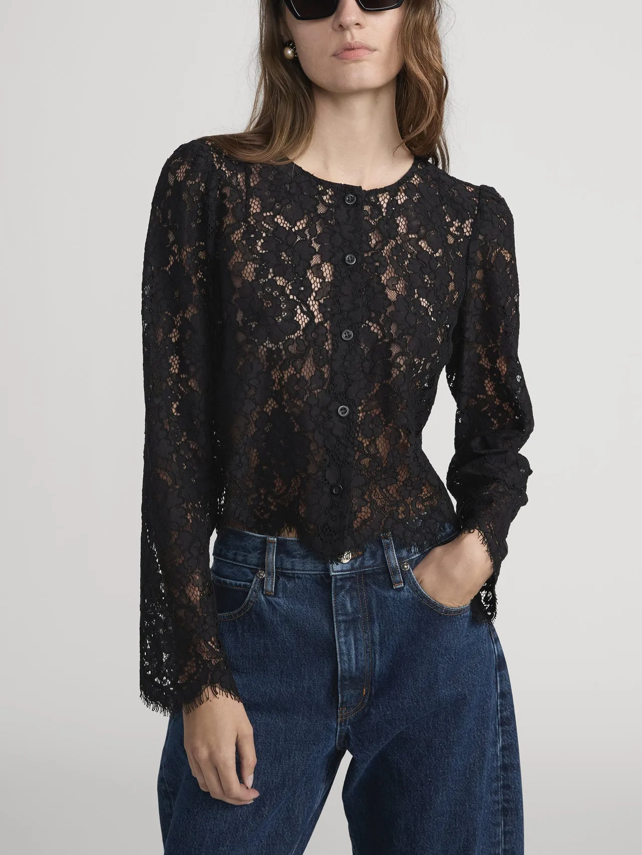 Frame | The Lace Blouse - Black sold by Sisters & Co product image thumbnail 2