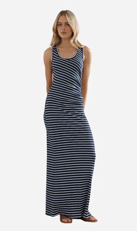 Caitlin Crisp | Pitstop Dress - Navy Stripe sold by Sisters & Co