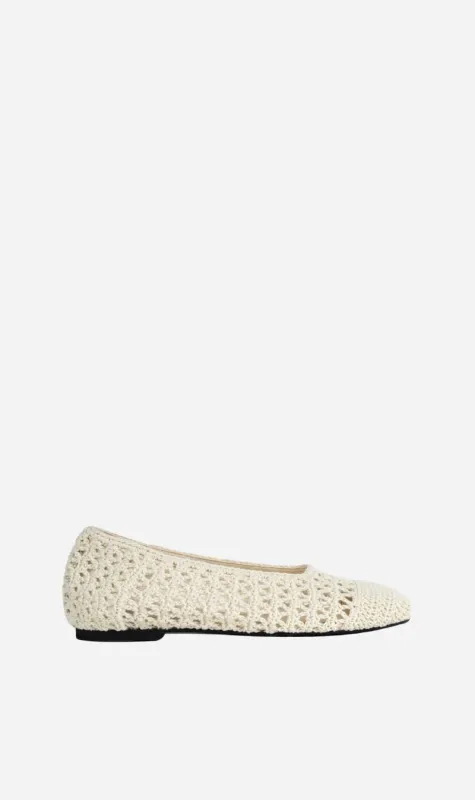 La Tribe | Crochet Ballet Flat - Cream sold by Sisters & Co
