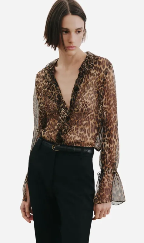 Nili Lotan | Cecily Shirt - Lurex Leopard sold by Sisters & Co
