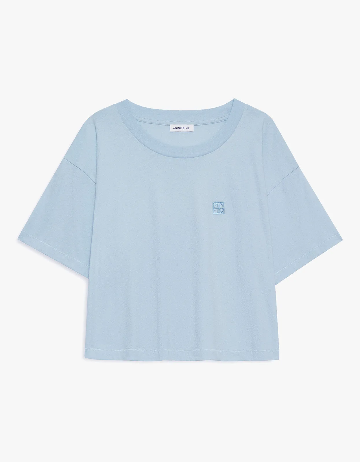 Anine Bing | Johnny Cropped Tee Framed Monogram - Pale Blue sold by Sisters & Co product image thumbnail 5