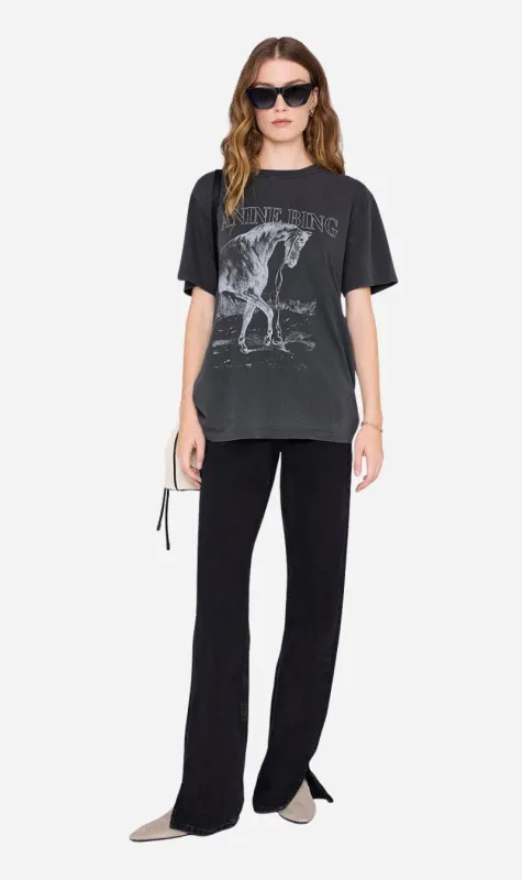 Anine Bing | Lili Tee Horse - Washed Black sold by Sisters & Co