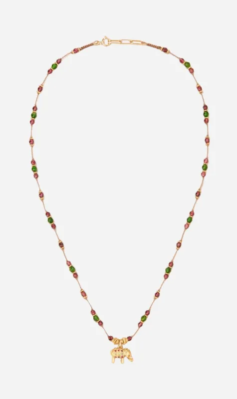 Tityaravy | Gaja Sautoir Necklace - Diopside & Rhodolite Garnet sold by Sisters & Co
