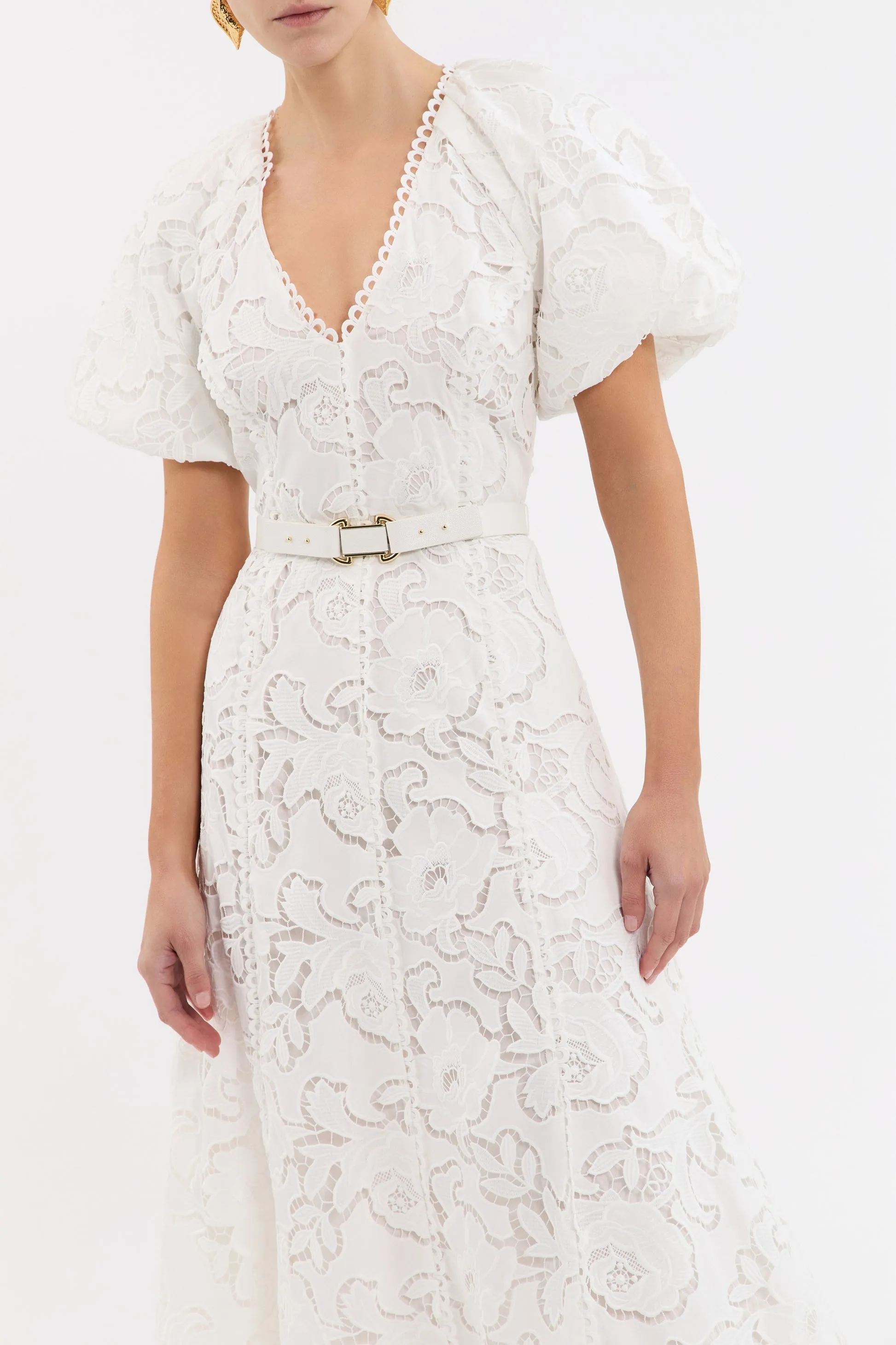 Rebecca Vallance | Ginger Puff Sleeve Midi - Ivory sold by Sisters & Co product image thumbnail 3