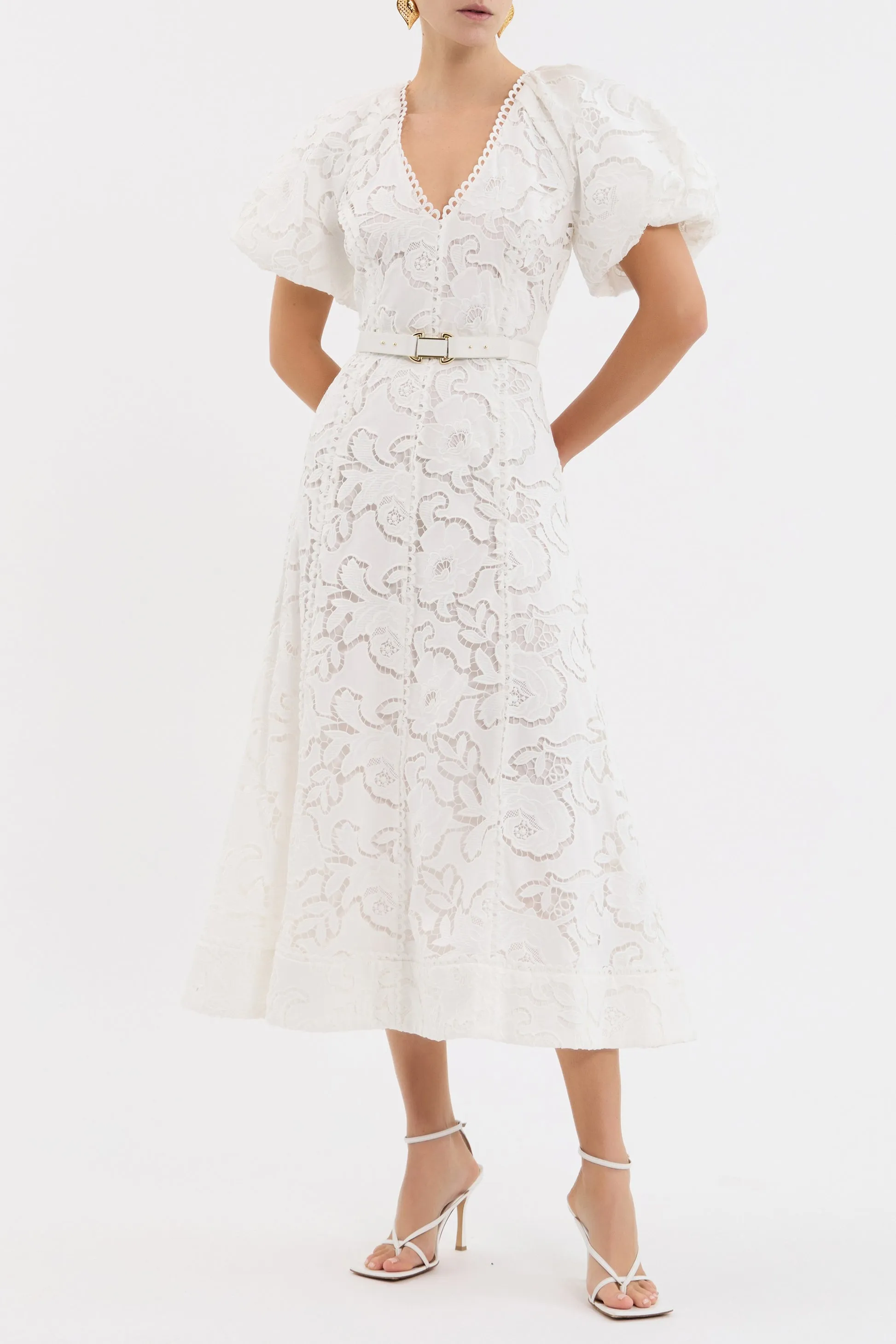 Rebecca Vallance | Ginger Puff Sleeve Midi - Ivory sold by Sisters & Co product image thumbnail 4