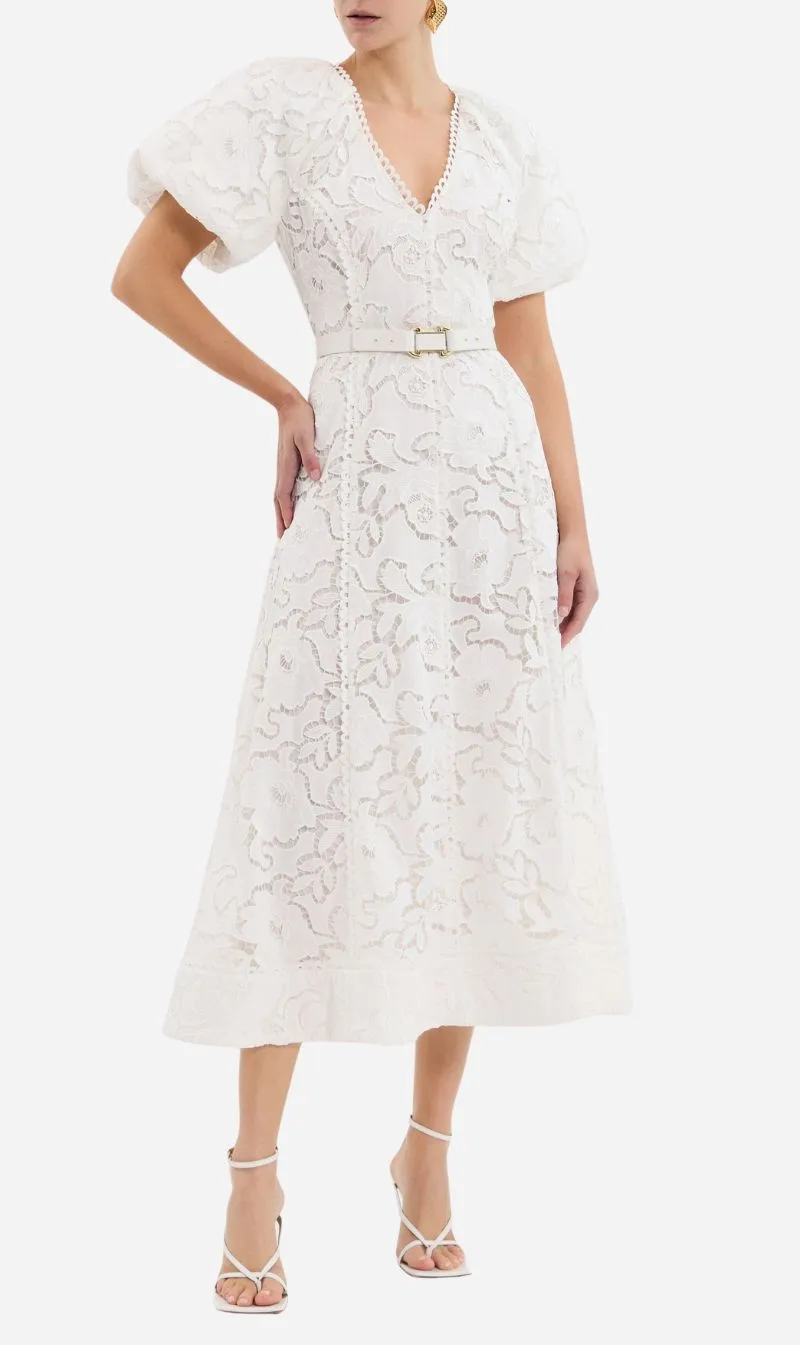 Rebecca Vallance | Ginger Puff Sleeve Midi - Ivory sold by Sisters & Co