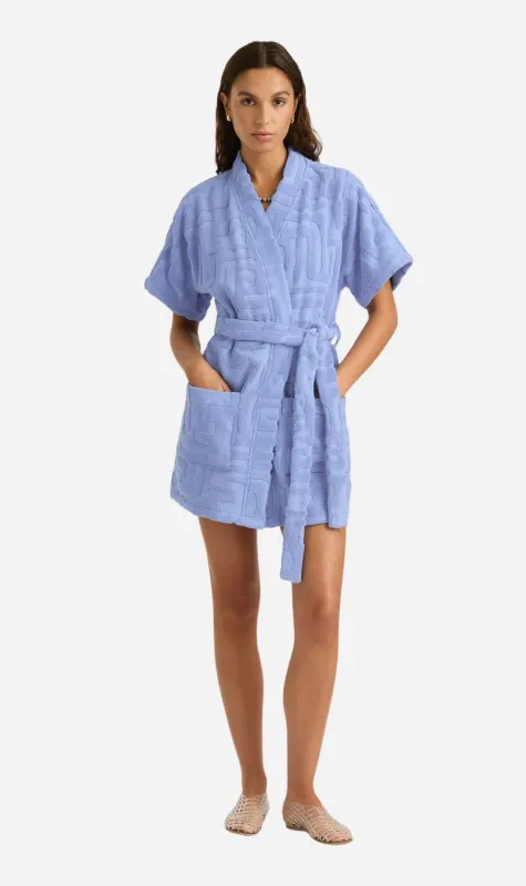 Soleil Soleil | Towelling Mini Robe - Kin Cornflower sold by Sisters & Co