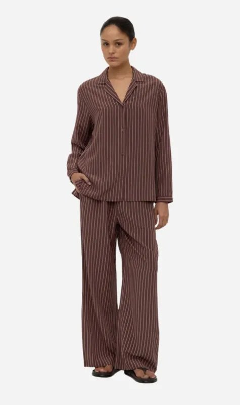 Assembly Label | Zayla Silk Stripe Pant - Cream/Espresso made by Assembly Label