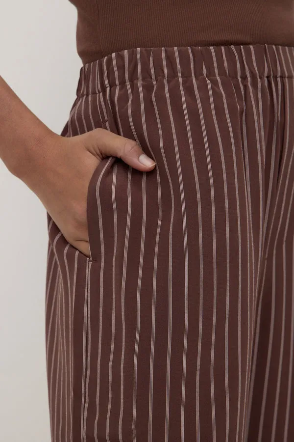 Assembly Label | Zayla Silk Stripe Pant - Cream/Espresso sold by Sisters & Co product image thumbnail 5