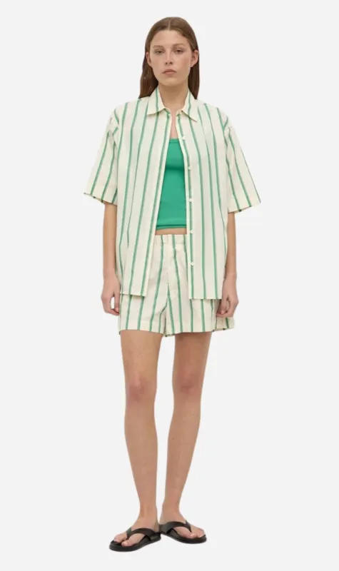 Assembly Label | Agnes Stripe Short Sleeve Shirt - Butter/Bright Green sold by Sisters & Co