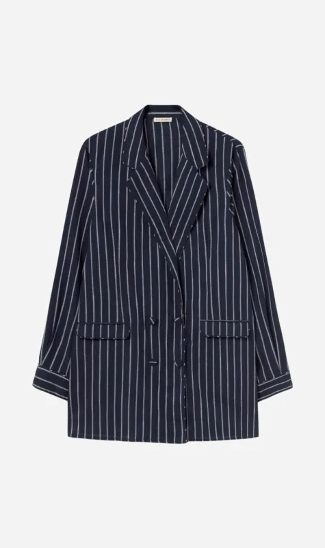Silk Laundry | Cotton Relaxed Blazer - Egret Stripe sold by Sisters & Co