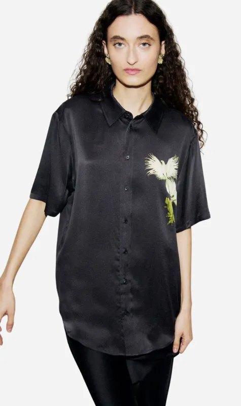 Silk Laundry | Short Sleeve Boyfriend Shirt - Egret sold by Sisters & Co